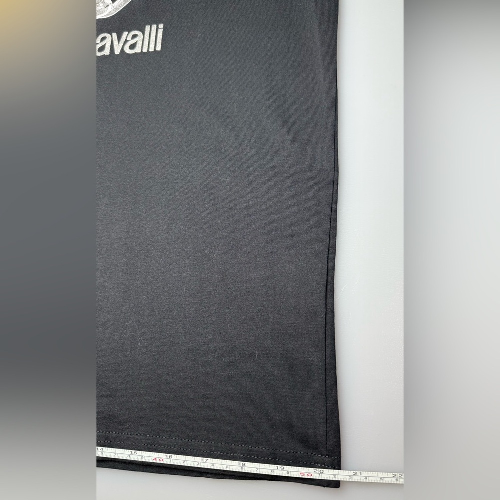 NWT Roberto Cavalli 100% Cotton Black T-shirt with Gold Silver Logo Size L - Picture 7 of 7